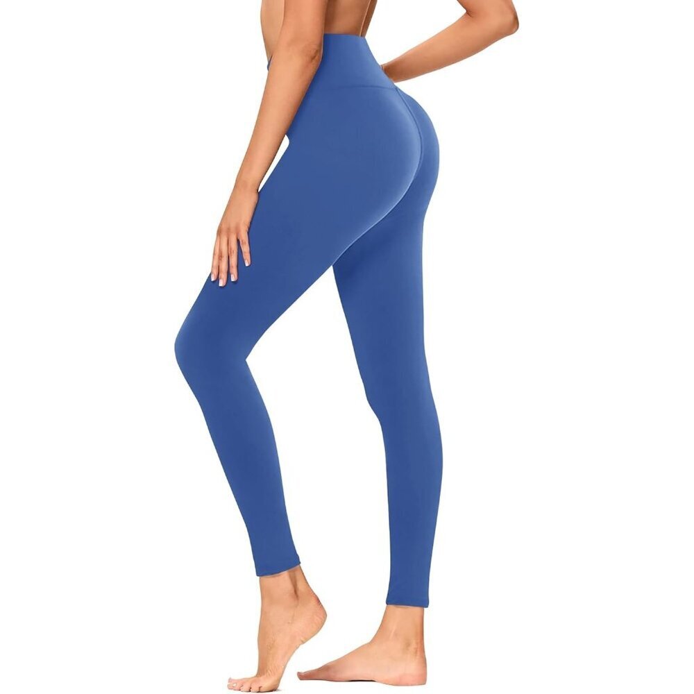 Women's Deep Blue Opaque Slim Tummy Control Printed High Waisted Leggings